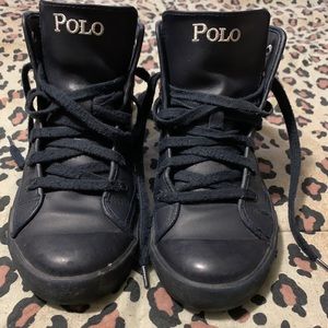 Polo sneakers. Blue with brown detail. Size 6.5